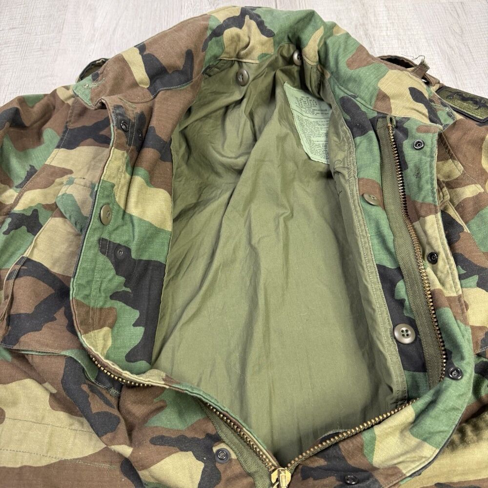 Vintage Military M65 Field Coat Jacket Small Short Cold Weather Woodland Camo - Picture 7 of 13